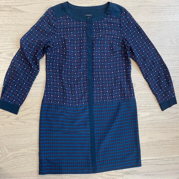 Ann Taylor Floral Shirt Dress, Long Sleeve, Mandarin Collar, Navy, Women's US 8 - Picture 5 of 8